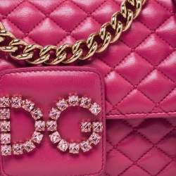 Pre Owned Dolce & Gabbana Pink Quilted Leather DG Millennials Shoulder Bag