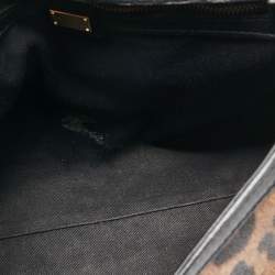 Pre Owned حقيبة دولتشي أند غابانا ميس سيسيلي متوسطة يد علوية جلد و كانفاس مقوى مطبوع نقشة الفهد بني و أسود