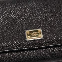 Dolce & Gabbana Black Dauphine Leather Continental Wallet