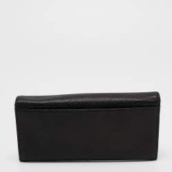 Pre Owned Dolce & Gabbana Black Dauphine Leather Continental Wallet