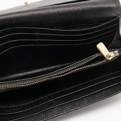 Pre Owned Dolce & Gabbana Black Dauphine Leather Continental Wallet