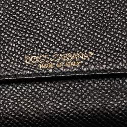 Pre Owned Dolce & Gabbana Black Dauphine Leather Continental Wallet