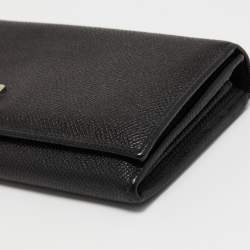 Pre Owned Dolce & Gabbana Black Dauphine Leather Continental Wallet