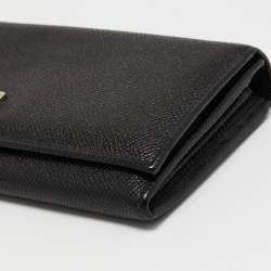 Dolce & Gabbana Black Dauphine Leather Continental Wallet