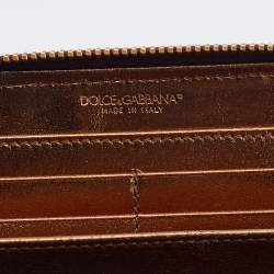 Pre Owned Dolce & Gabbana Plum Purple Leather Zip Around Continental Wallet