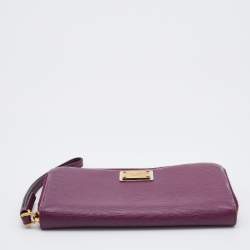 Pre Owned Dolce & Gabbana Plum Purple Leather Zip Around Continental Wallet