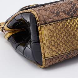 Pre Owned Dolce & Gabbana Multicolor Crocodile and Python Small Miss Sicily Top Handle Bag