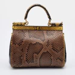 Pre Owned Dolce & Gabbana Multicolor Crocodile and Python Small Miss Sicily Top Handle Bag