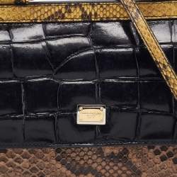 Pre Owned Dolce & Gabbana Multicolor Crocodile and Python Small Miss Sicily Top Handle Bag