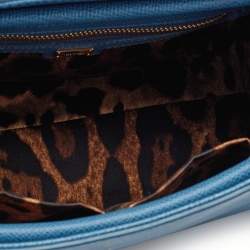 Pre Owned Dolce & Gabbana Blue Leather Padlock Top Handle Bag