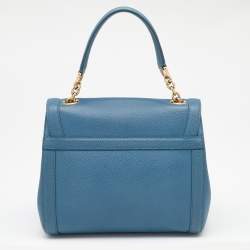 Pre Owned Dolce & Gabbana Blue Leather Padlock Top Handle Bag