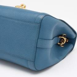 Pre Owned Dolce & Gabbana Blue Leather Padlock Top Handle Bag