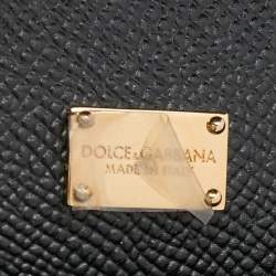 Pre Owned Dolce and Gabbana Black Multicolor Tulip Print Leather Medium Miss Sicily Top Handle Bag