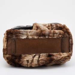 مملوكة مسبقًا Dolce & Gabbana Beige/Brown Rabbit Fur and Leather Miss Curly Bag