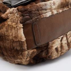 مملوكة مسبقًا Dolce & Gabbana Beige/Brown Rabbit Fur and Leather Miss Curly Bag