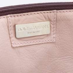 Dolce & Gabbana Pink Leather Drawstring Hobo