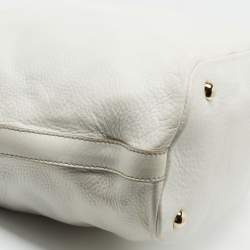 Pre Owned Dolce & Gabbana White Leather Padlock Tote