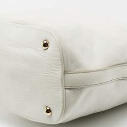 Pre Owned Dolce & Gabbana White Leather Padlock Tote