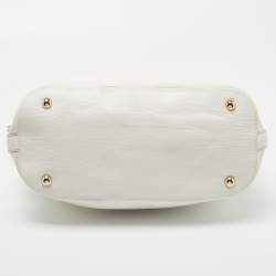 Pre Owned Dolce & Gabbana White Leather Padlock Tote