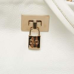 Pre Owned Dolce & Gabbana White Leather Padlock Tote