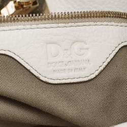 Pre Owned Dolce & Gabbana White Leather Padlock Tote
