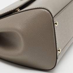 Pre Owned Dolce & Gabbana Beige Leather Medium Miss Sicily Top Handle Bag
