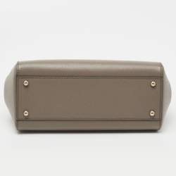 Pre Owned Dolce & Gabbana Beige Leather Medium Miss Sicily Top Handle Bag