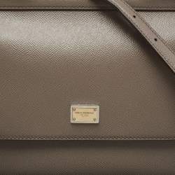 Pre Owned Dolce & Gabbana Beige Leather Medium Miss Sicily Top Handle Bag