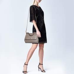Pre Owned Dolce & Gabbana Beige Leather Medium Miss Sicily Top Handle Bag