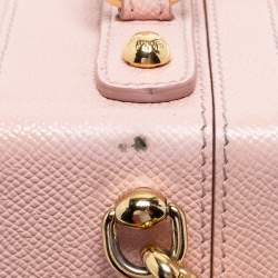 Pre Owned Dolce & Gabbana Pink Leather Dauphine Family Patch Top Handle Bag
