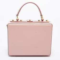 Pre Owned Dolce & Gabbana Pink Leather Dauphine Family Patch Top Handle Bag