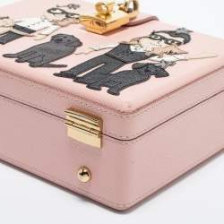 Pre Owned Dolce & Gabbana Pink Leather Dauphine Family Patch Top Handle Bag