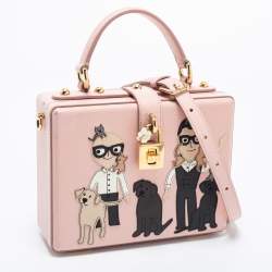Pre Owned Dolce & Gabbana Pink Leather Dauphine Family Patch Top Handle Bag
