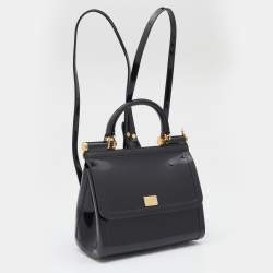 Pre Owned Dolce & Gabbana Black Rubber Small L'amore È Bellezza Miss Sicily Top Handle Bag