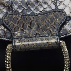 مملوكة مسبقًا حقيبة كلتش دولتشي اند غابانا جلد ثعبان وسويدي زرقاء