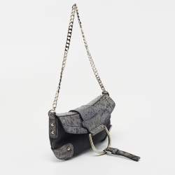 مملوكة مسبقًا حقيبة كلتش دولتشي اند غابانا جلد ثعبان وسويدي زرقاء