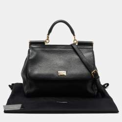 Pre Owned Dolce & Gabbana Black Leather Large Miss Sicily Top Handle Bag