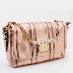Pre Owned Dolce & Gabbana Metallic Bronze Leather Miss Charles Shoulder Bag