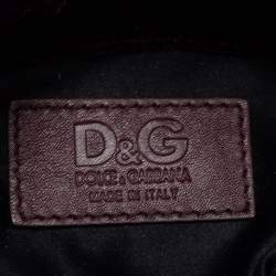 Pre Owned D&G Burgundy Velvet Drawstring Pearl Chain Shoulder Bag