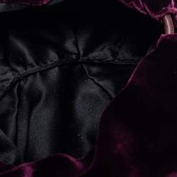 Pre Owned D&G Burgundy Velvet Drawstring Pearl Chain Shoulder Bag