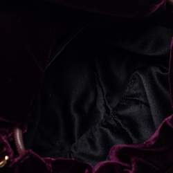 Pre Owned D&G Burgundy Velvet Drawstring Pearl Chain Shoulder Bag