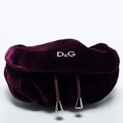 Pre Owned D&G Burgundy Velvet Drawstring Pearl Chain Shoulder Bag