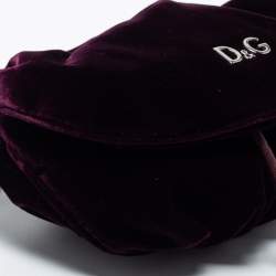 Pre Owned D&G Burgundy Velvet Drawstring Pearl Chain Shoulder Bag