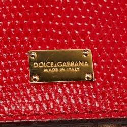Pre Owned Dolce & Gabbana Red Lizard Embossed Leather Medium Miss Sicily Top Handle Bag