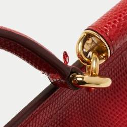 Pre Owned Dolce & Gabbana Red Lizard Embossed Leather Medium Miss Sicily Top Handle Bag