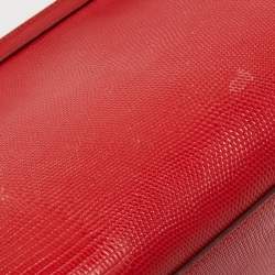 Pre Owned Dolce & Gabbana Red Lizard Embossed Leather Medium Miss Sicily Top Handle Bag