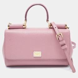 Pre Owned Dolce & Gabbana Pink Leather Miss Sicily Top Handle Bag