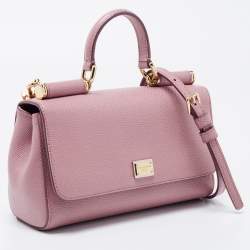 Pre Owned Dolce & Gabbana Pink Leather Miss Sicily Top Handle Bag