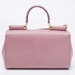 Pre Owned Dolce & Gabbana Pink Leather Miss Sicily Top Handle Bag