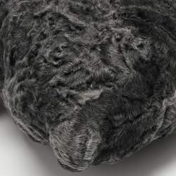 Pre Owned Dolce & Gabbana  Black/Grey Embossed Leather and Fur Tote